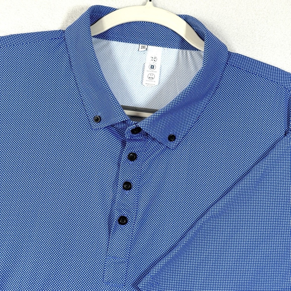 State and Liberty Polo Shirt Mens 3XL Teck Polo Performance‎ Blue Dobby Print